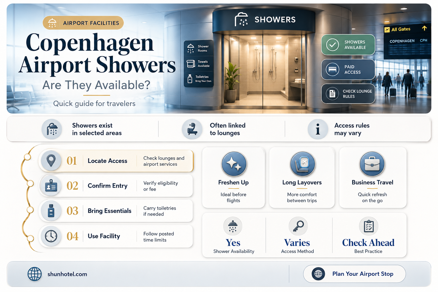 are there showers at copenhagen airport