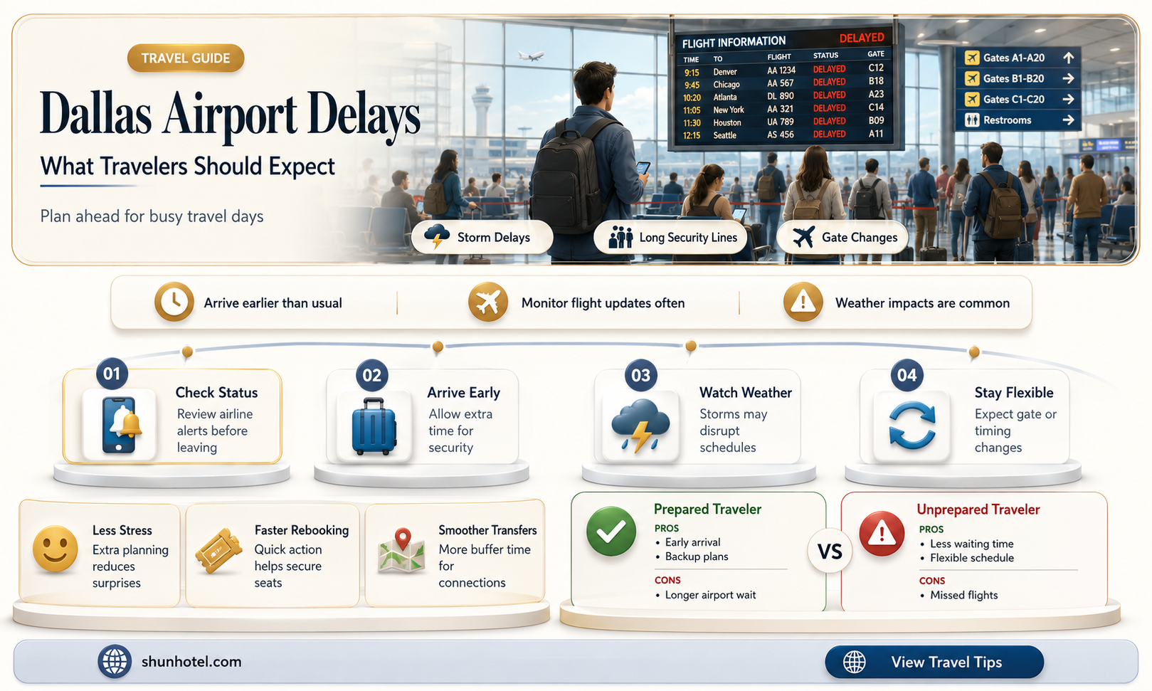 are there airport delays in dallas