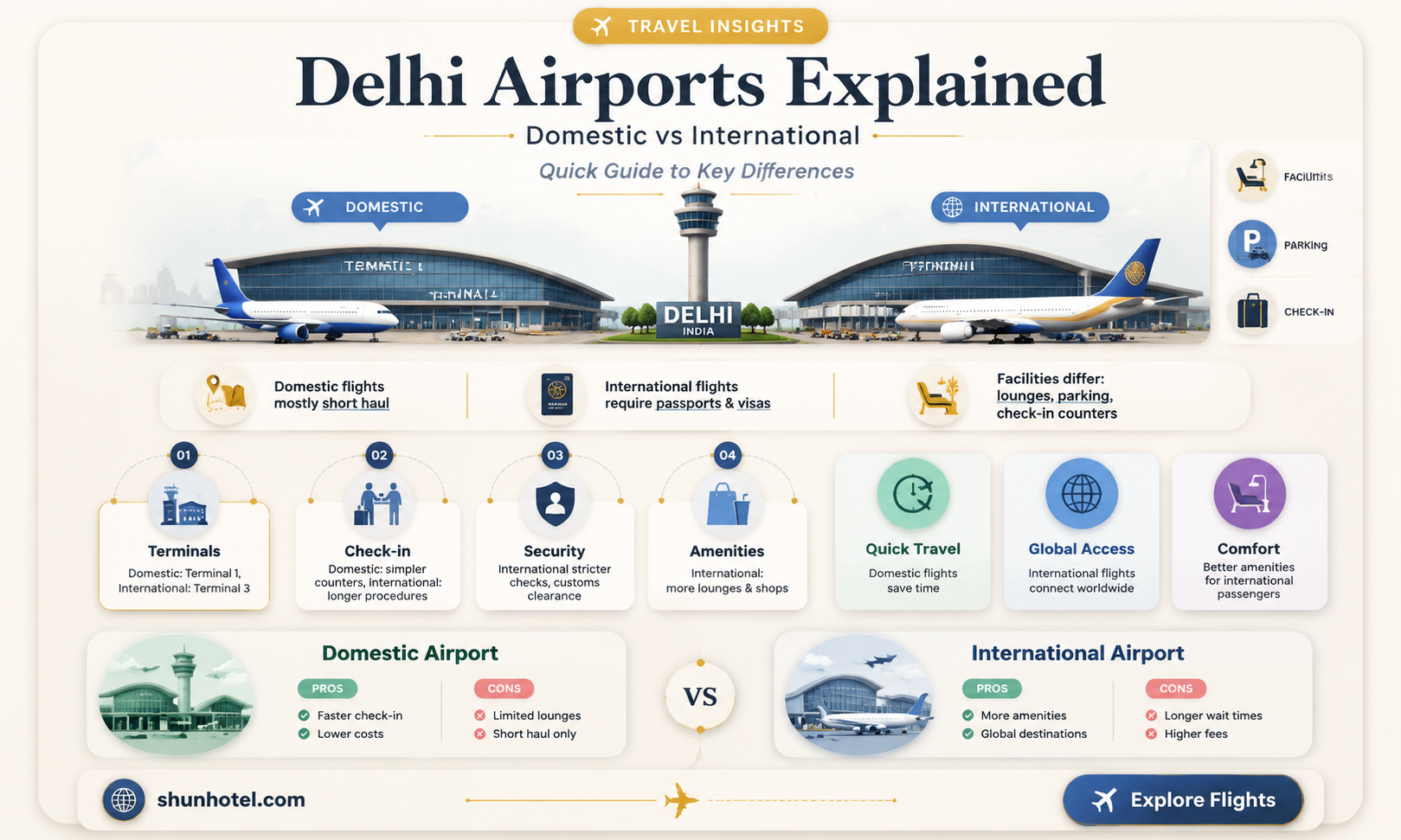 are domestic and international airport different in delhi