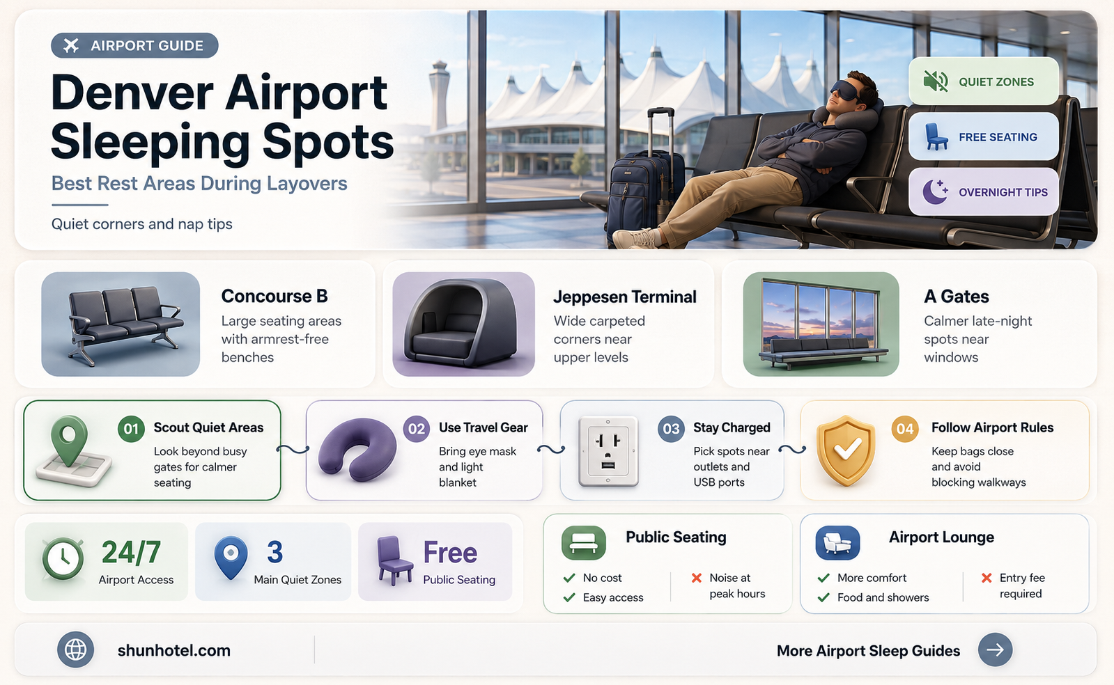 are there any sleeping spots in denver international airport