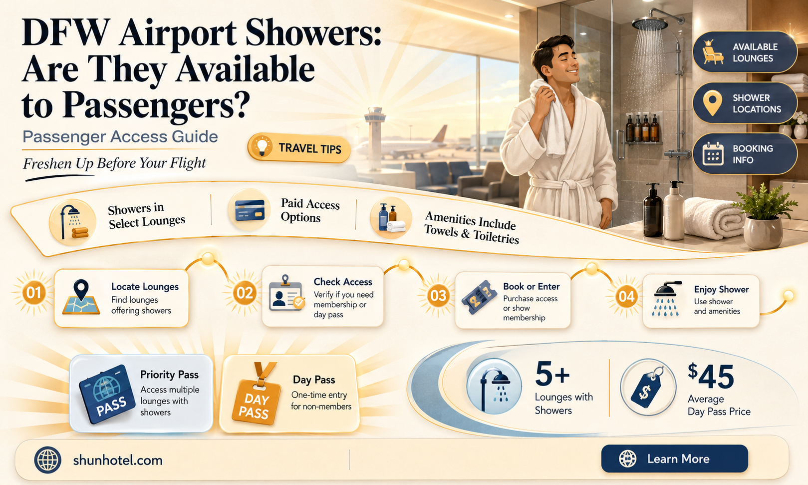 are there showers at dfw airport