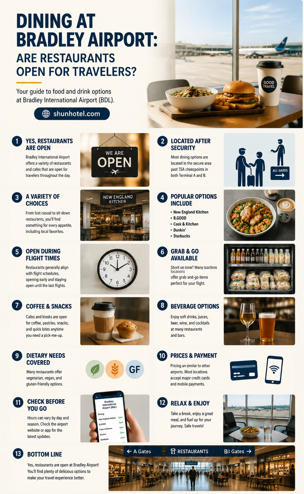 are restaurants open at bradley airport