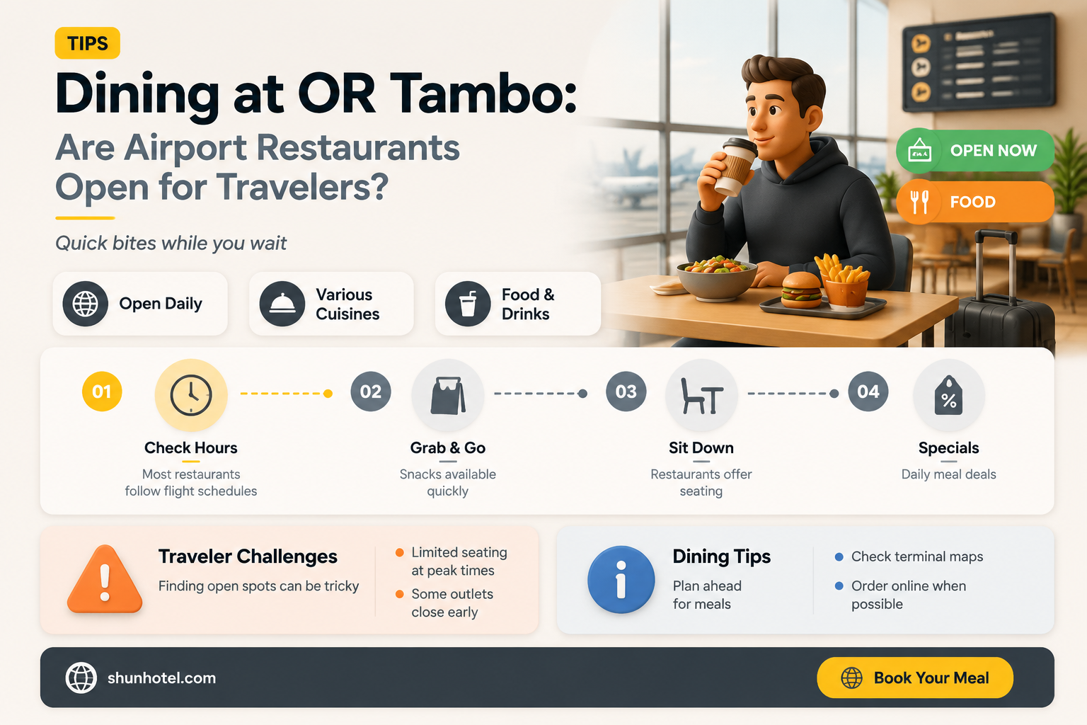 are restaurants open at or tambo airport
