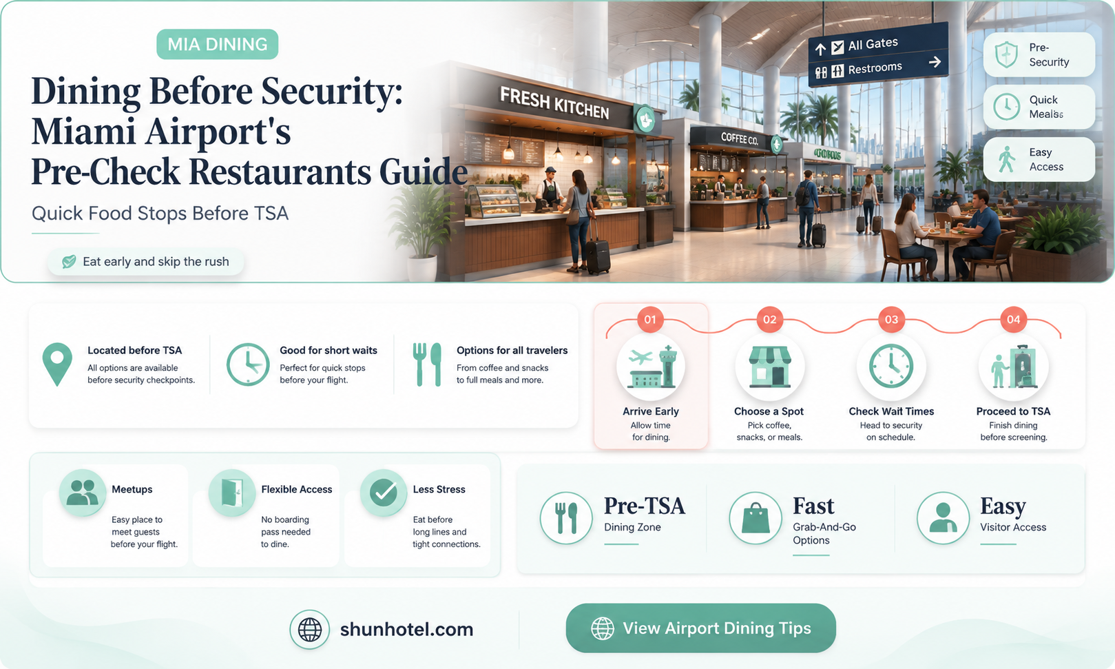are there restaurants outside security at miami international airport