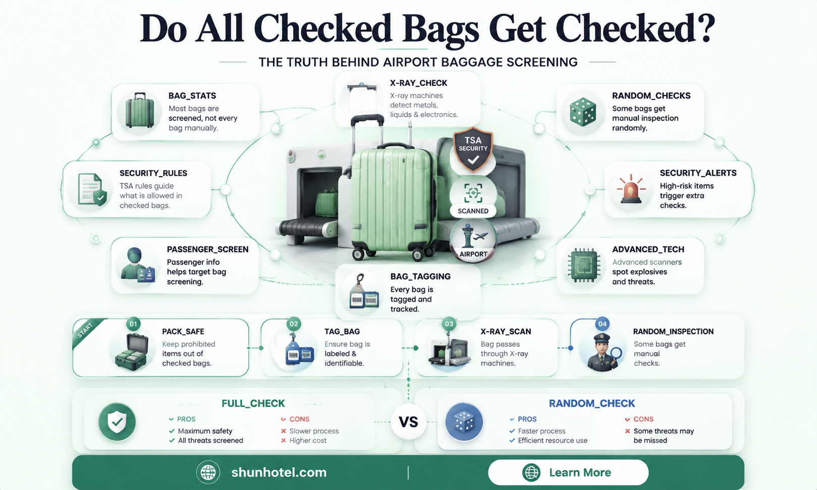 are all checked bags opened and inspected at airports