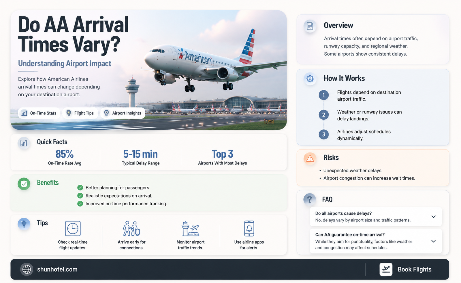 are american airlines arrival times based on airport flying into