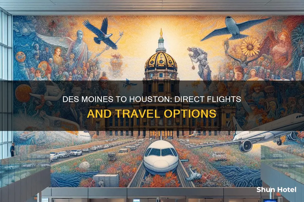 does des moines airport fly into houston
