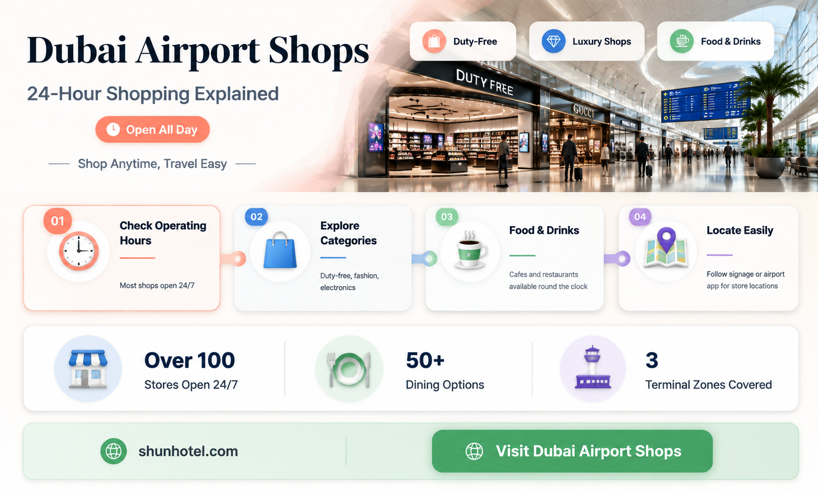 are shops in dubai airport open 24 hours