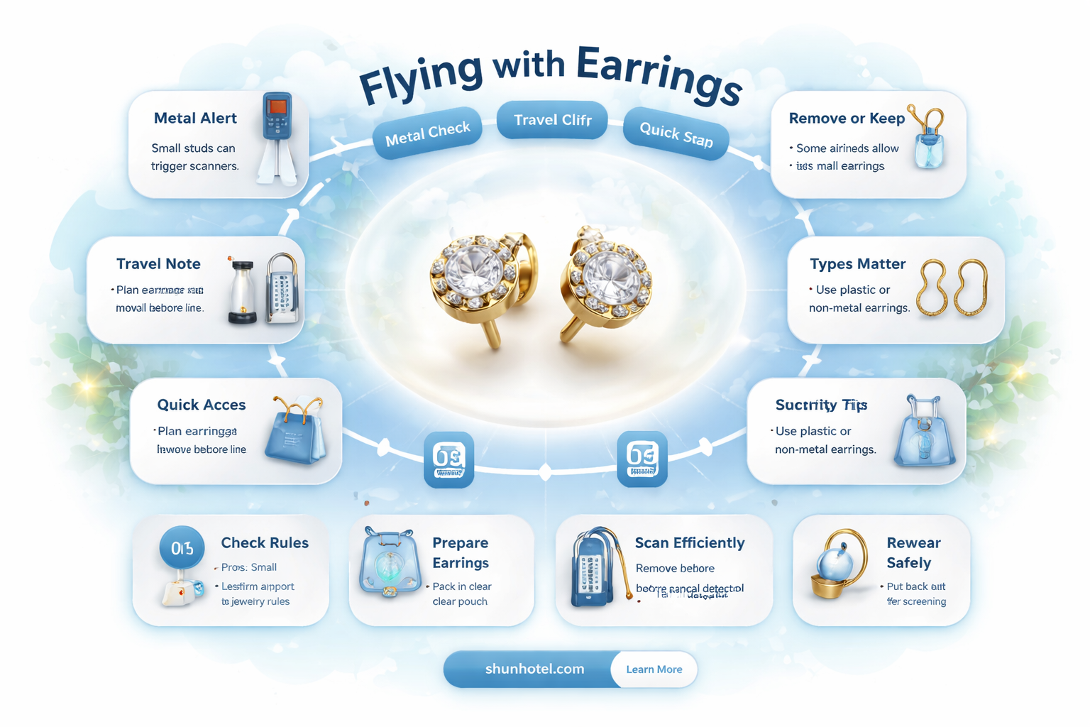 are earrings allowed in airport security
