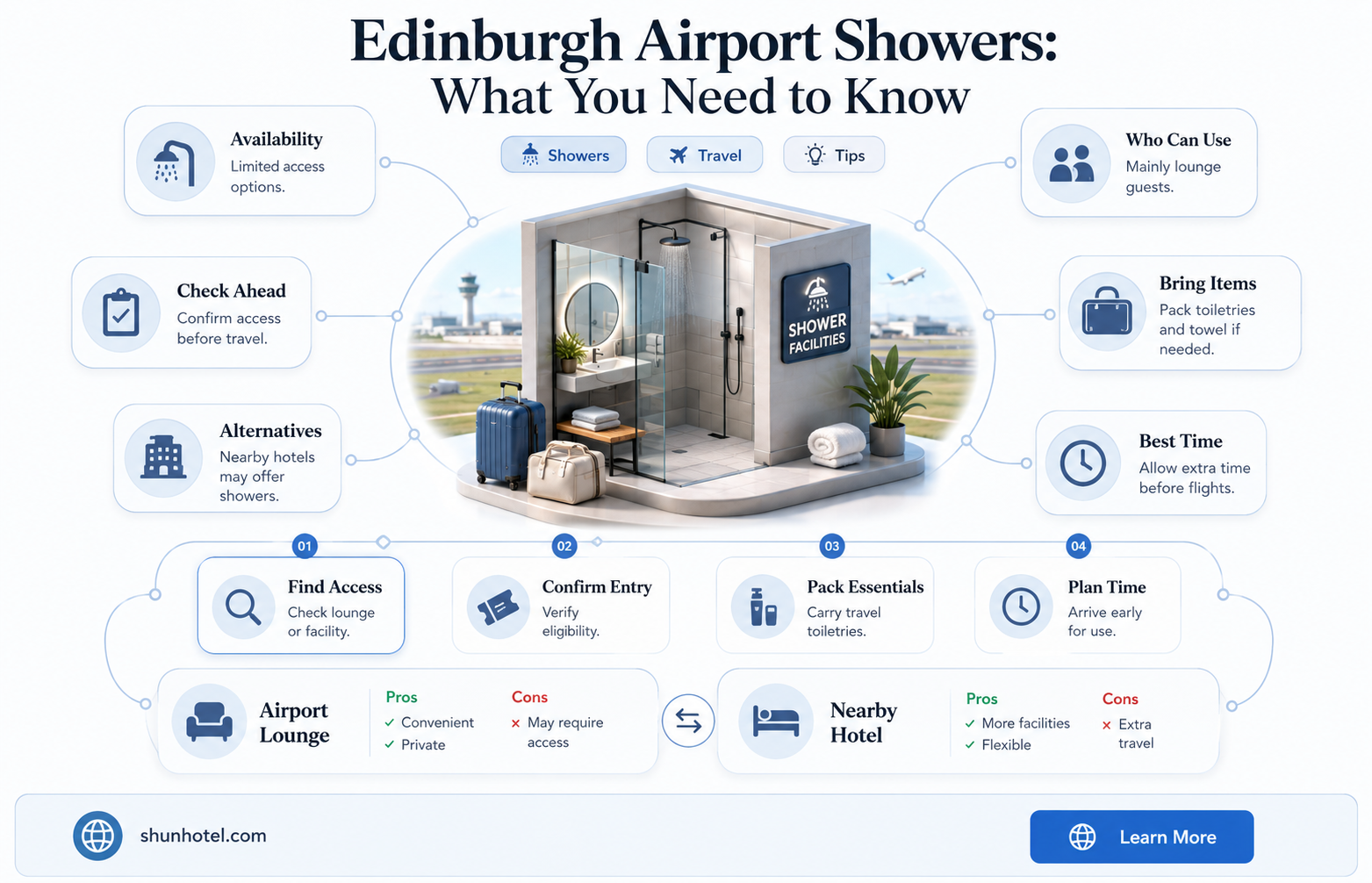 are there showers at edinburgh airport