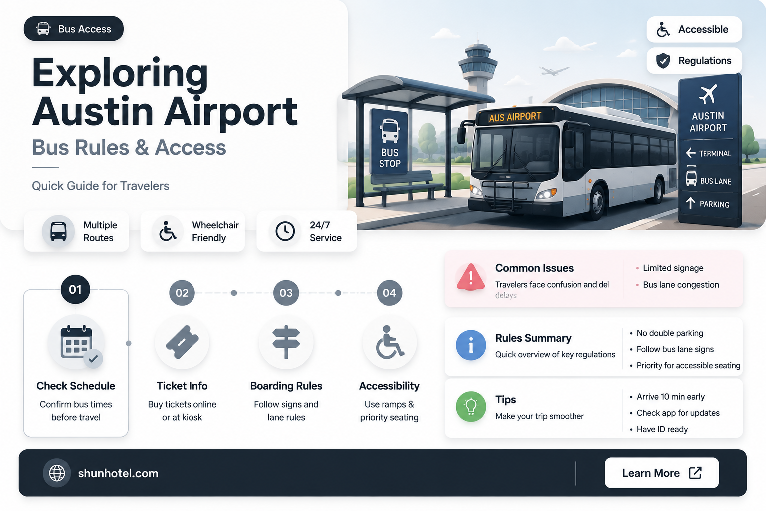 are buses allowed at austin airport