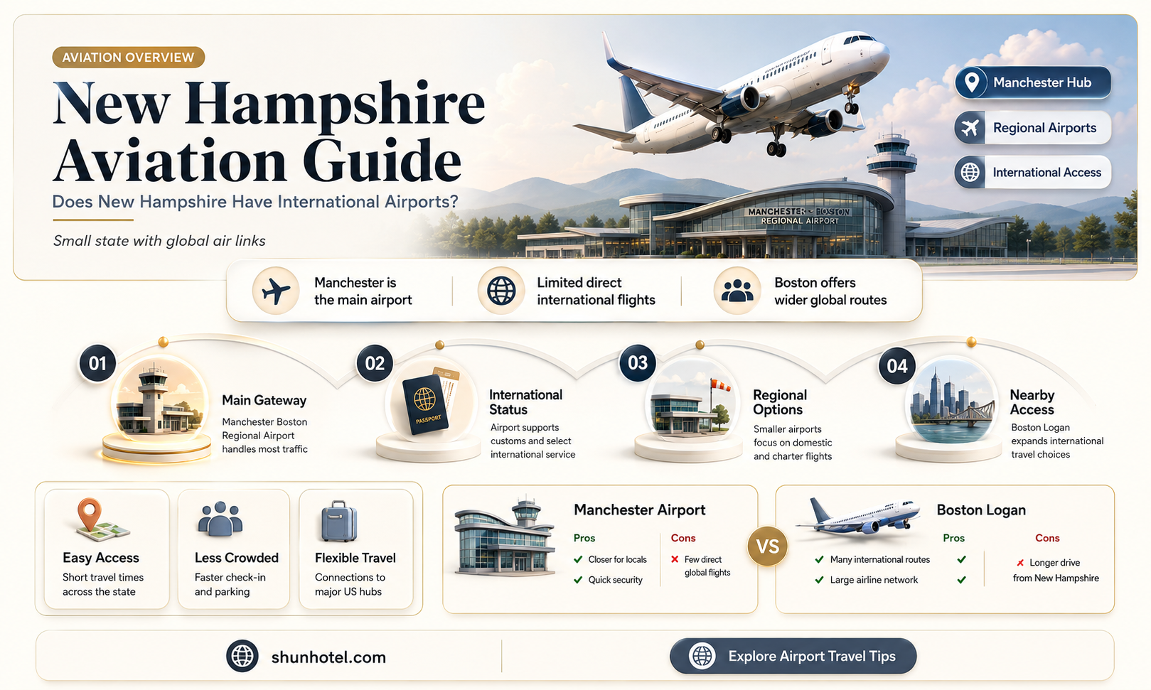 are there any international airports in new hampshire