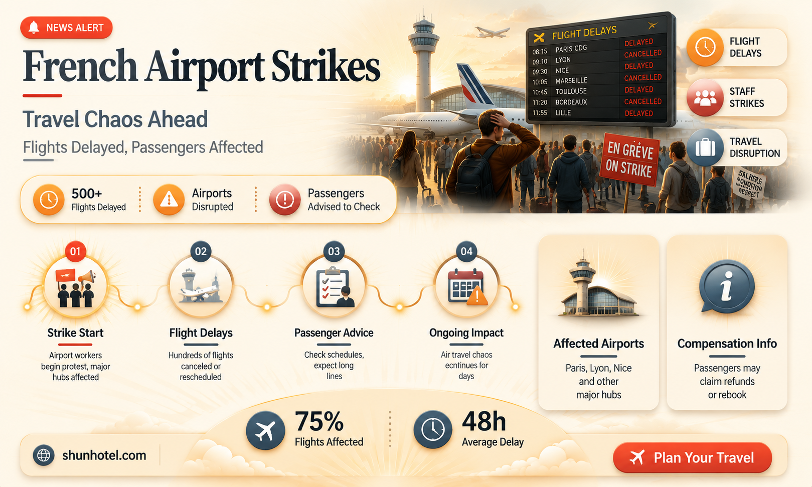 are french airport workers on strike