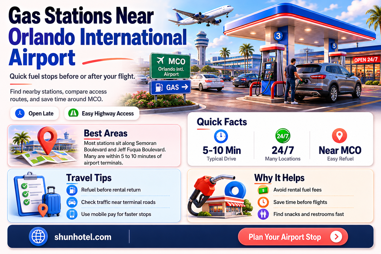 are there gas stations outside of orlando international airport