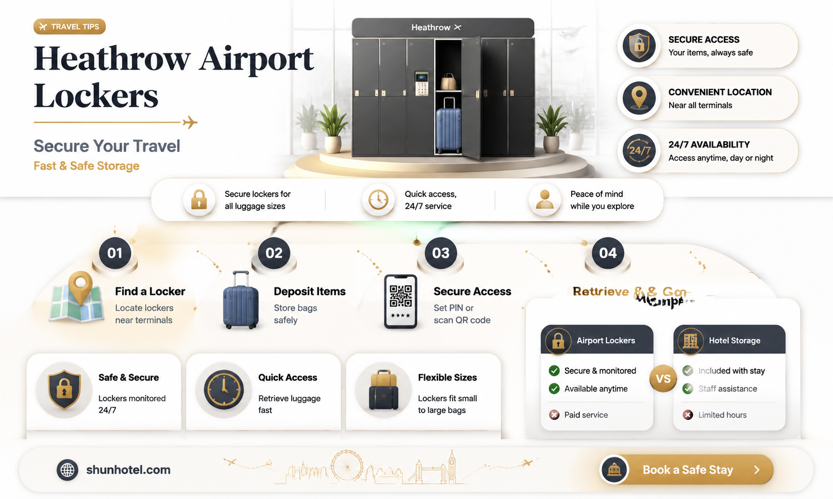 are lockers available at heathrow airport