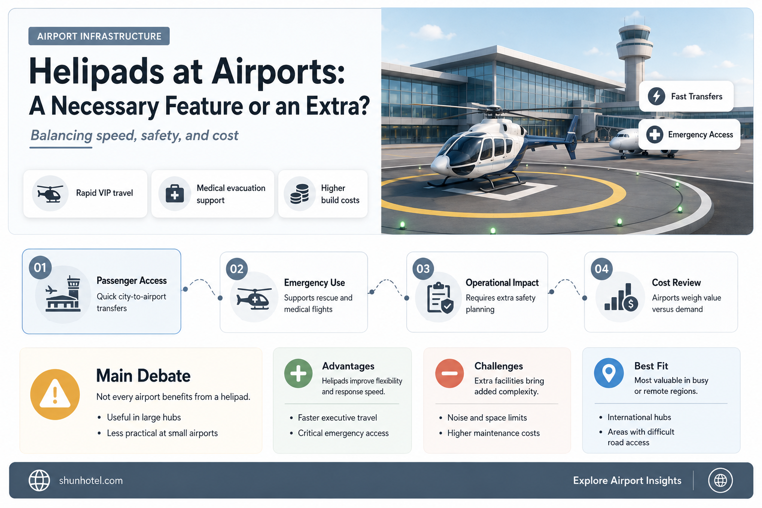 are there helipads at the airport
