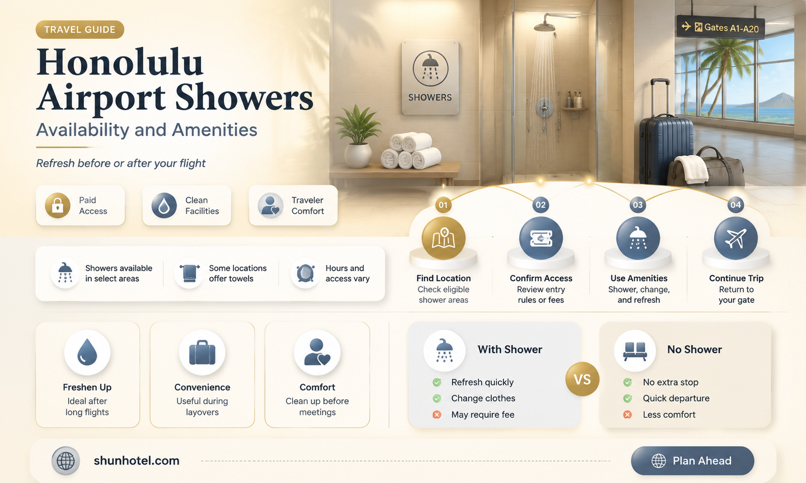 are there showers at honolulu airport