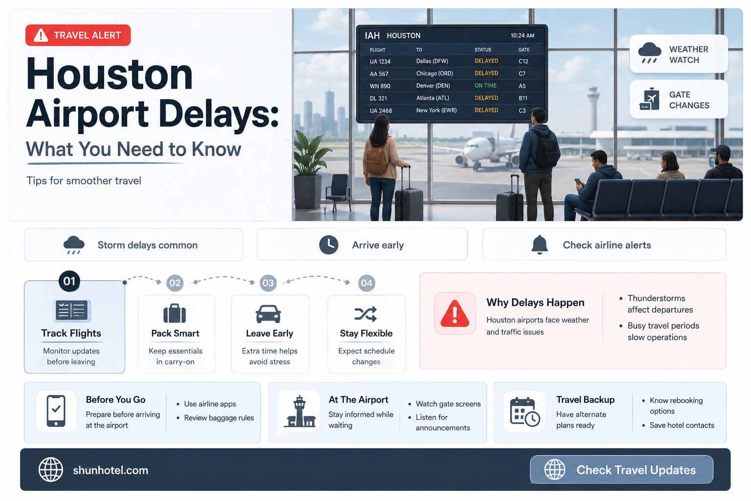 are there delays at houston airport