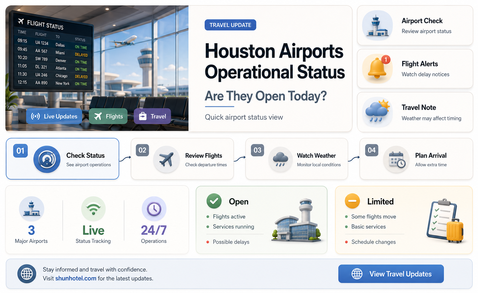 are the houston airports open