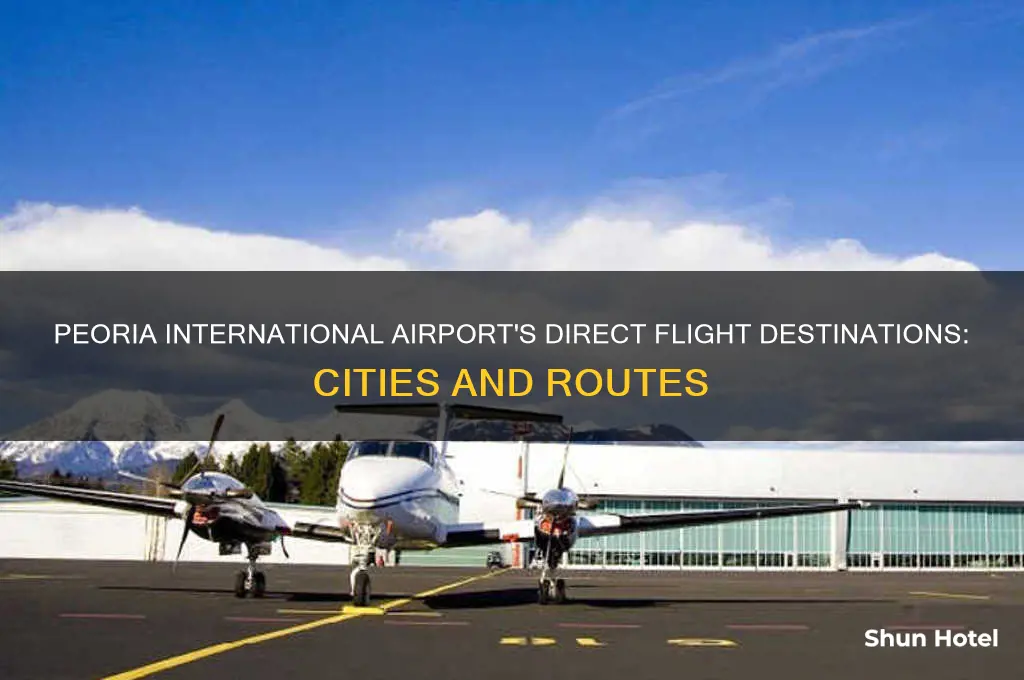 how many cities does peoria international airport fly direct