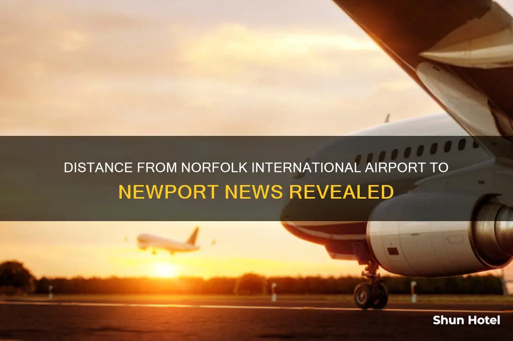 how many mile between norfolk international airport and newport news