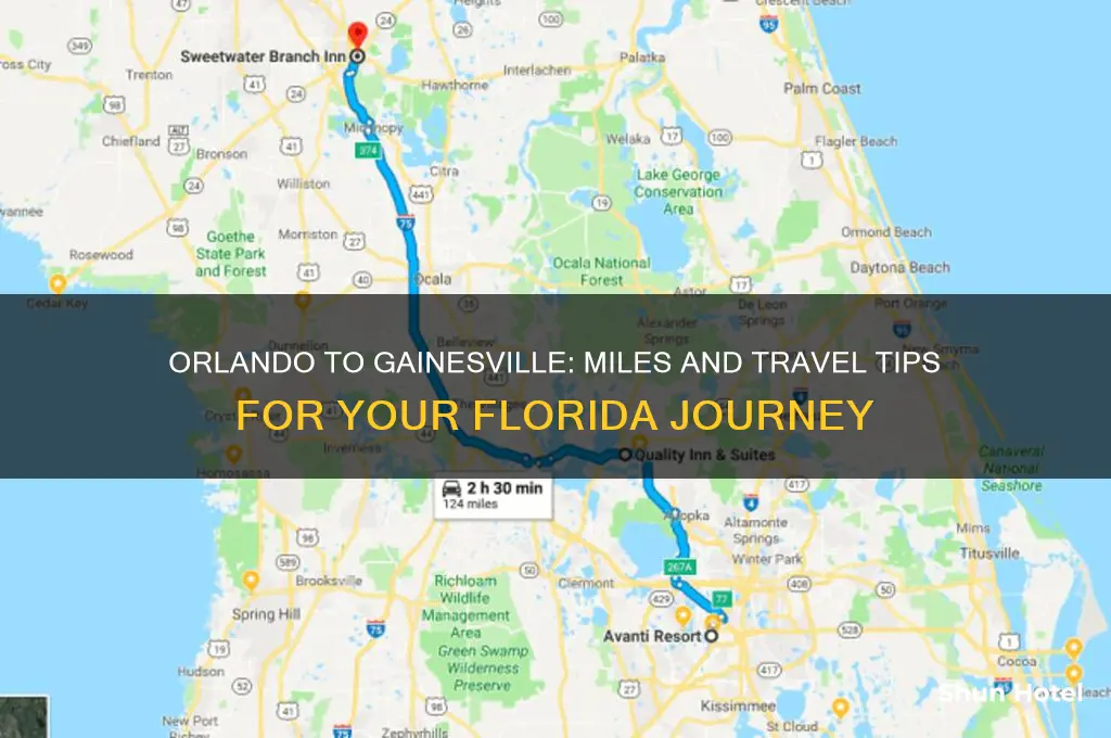 how many miles in gainesville from orlando international airport