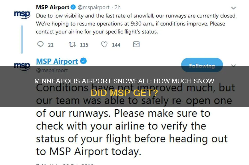 how much snow did minneapolis airport get