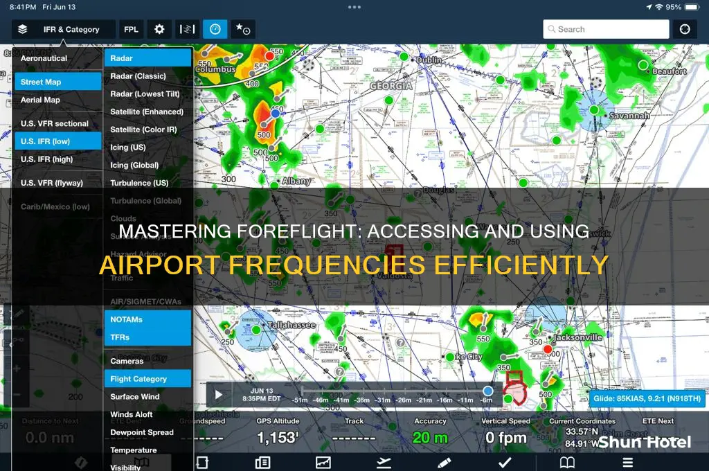 how to get airport frequencies on foreflight