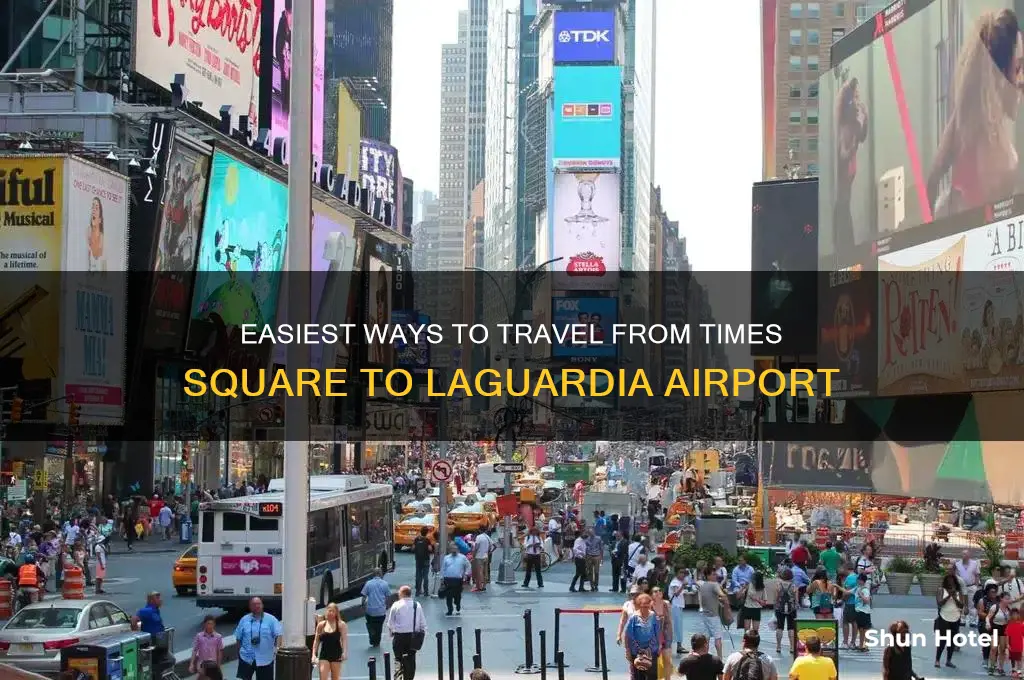 how to get from times square to lgd airport