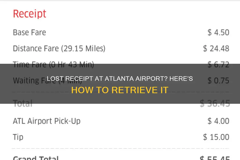 how to get lost receipt from atlanta international airport