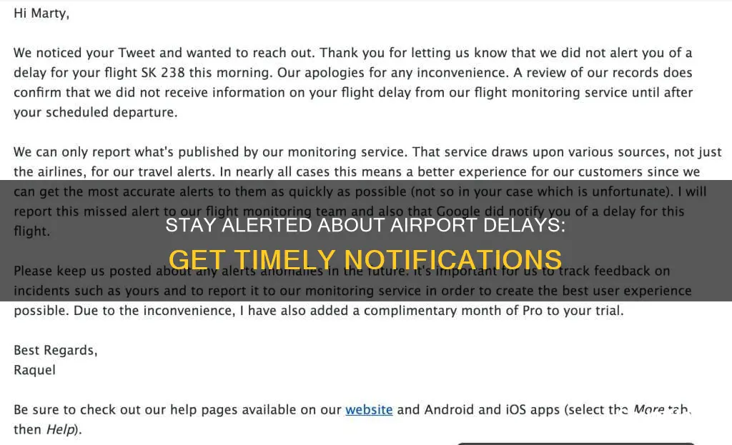 how to receive airport delay alerts
