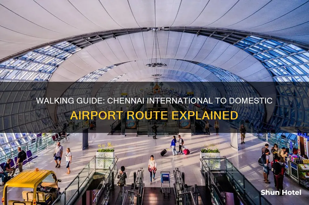 how to walk from chennai international airpot to domestic airport