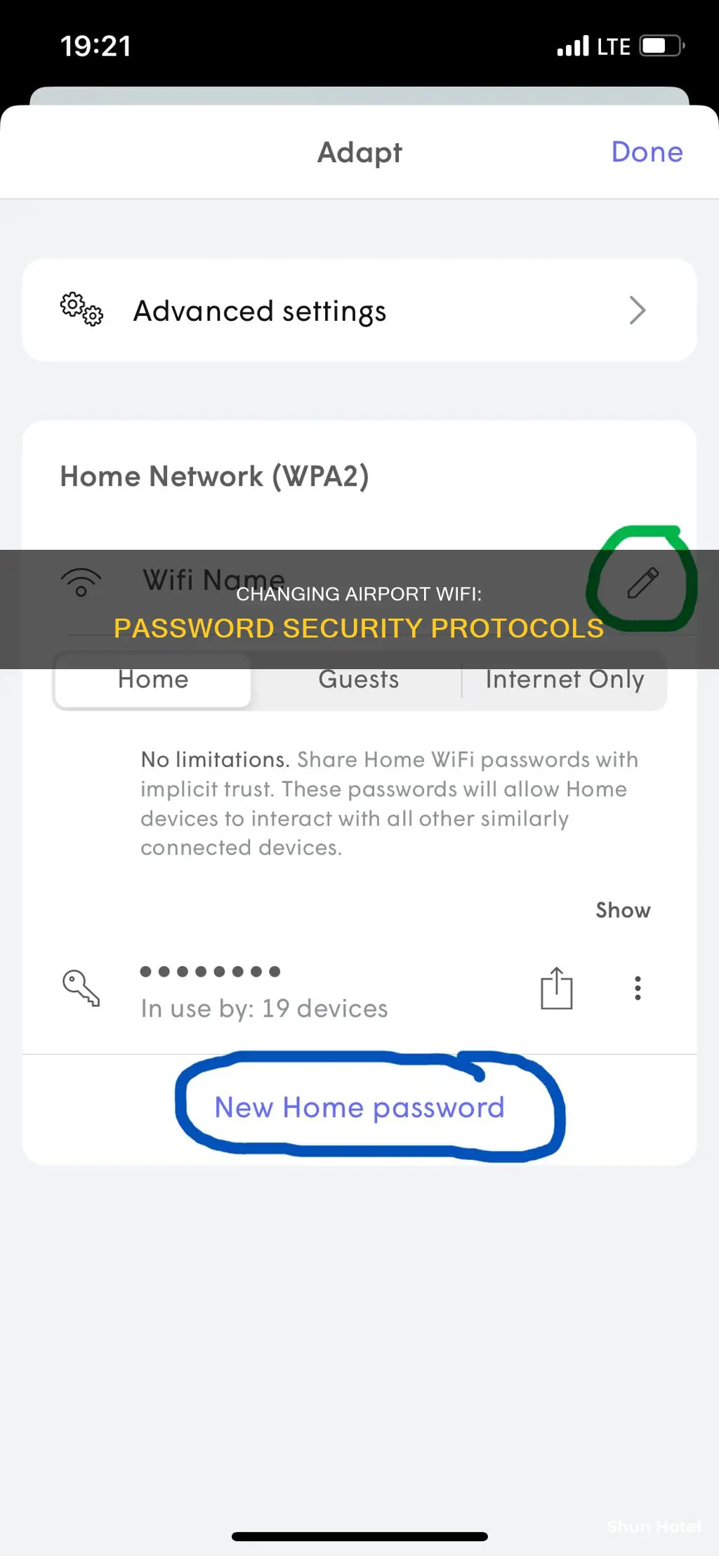 how tp change wifi password airport