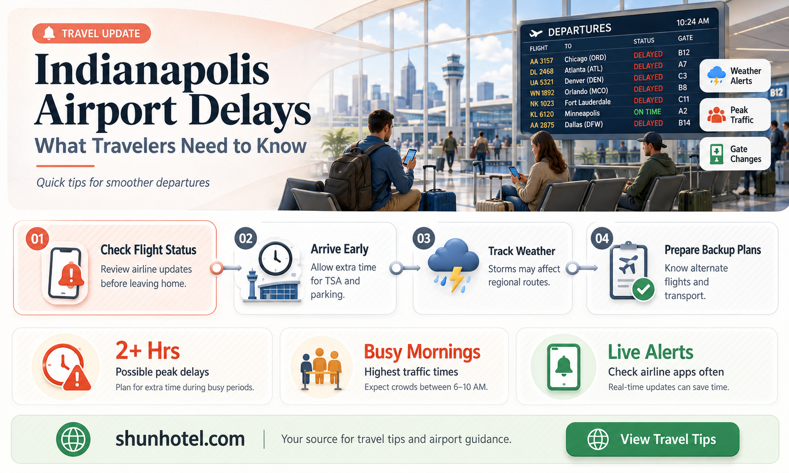 are there delays at indianapolis airport