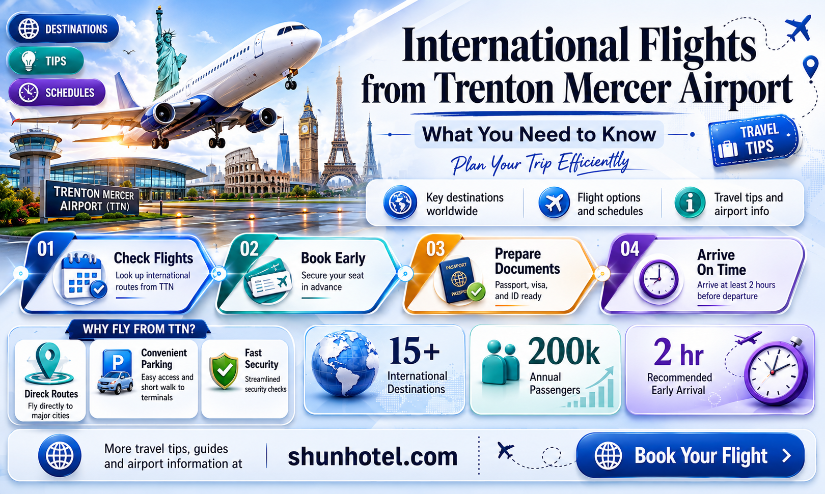 are there international flights form trenton mercer airport