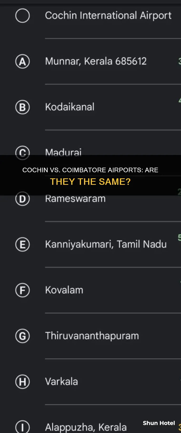is cochin and coimbatore airports same