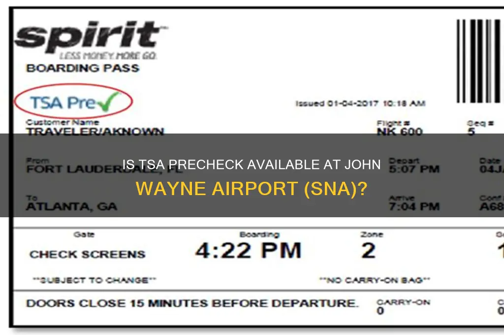 is tsa precheck open at sna airport