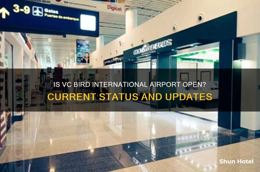 is vc bird international airport open