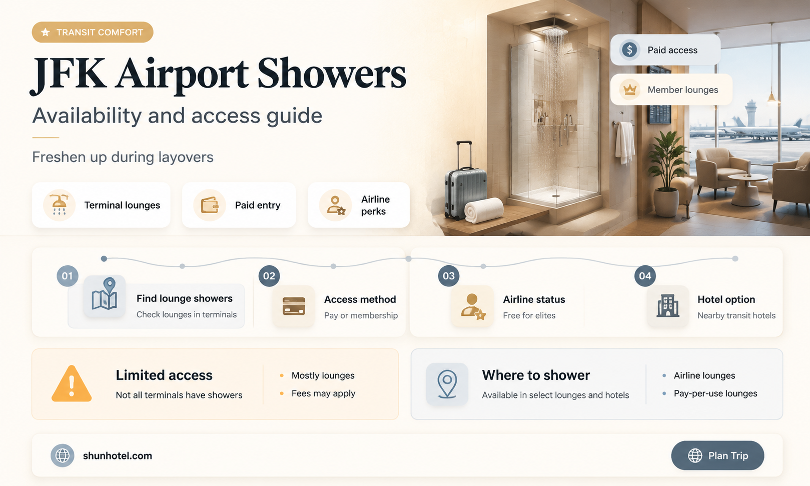 are there showers at jfk airport
