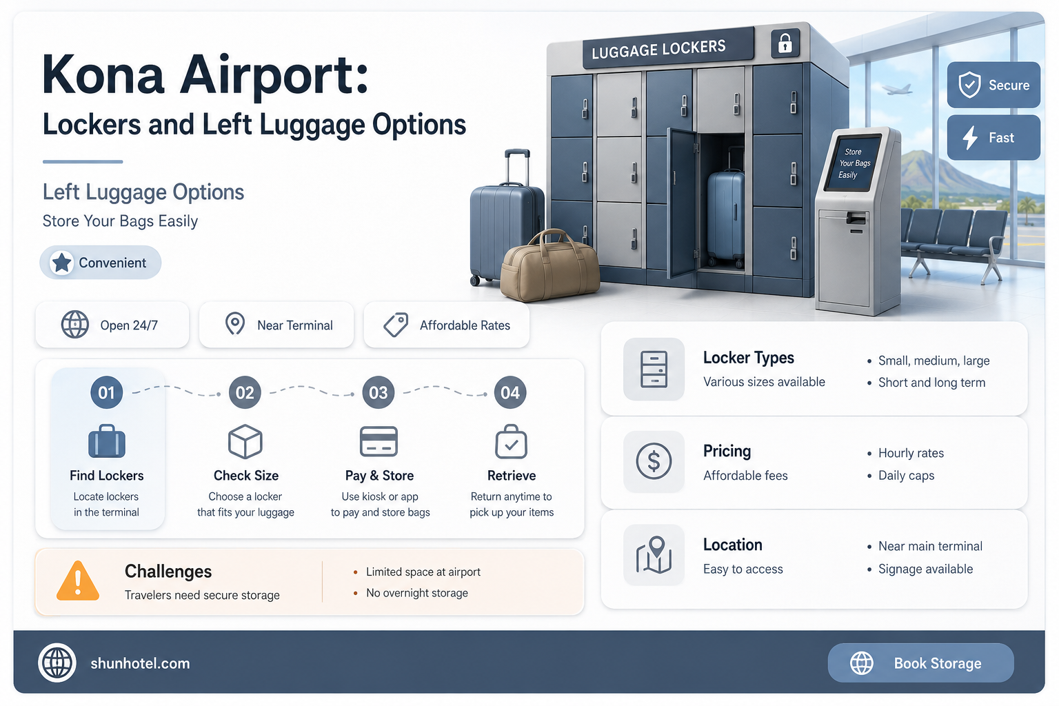 are there lockers at kona airport