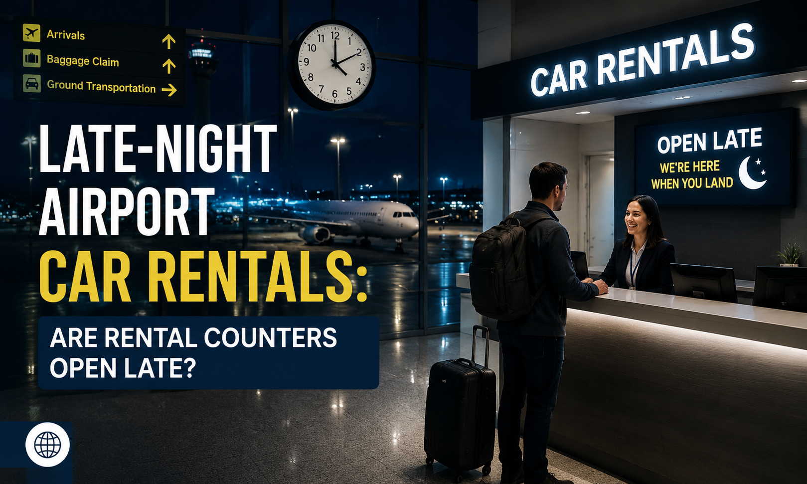 are rental crs open late at airports