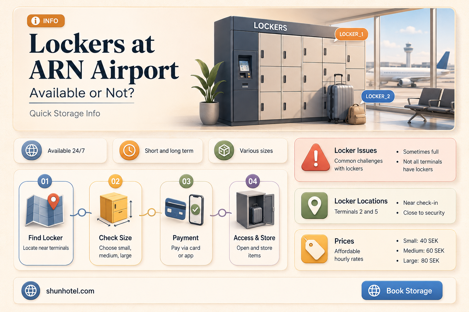 are there lockers at arn airport