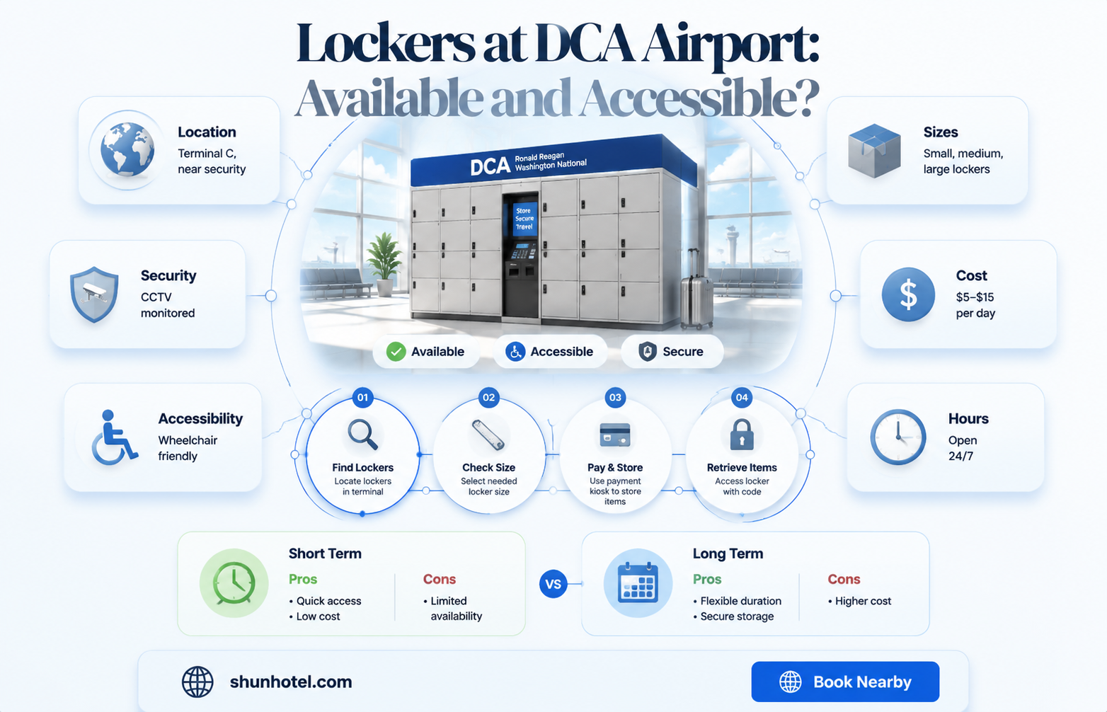 are there lockers at dca airport