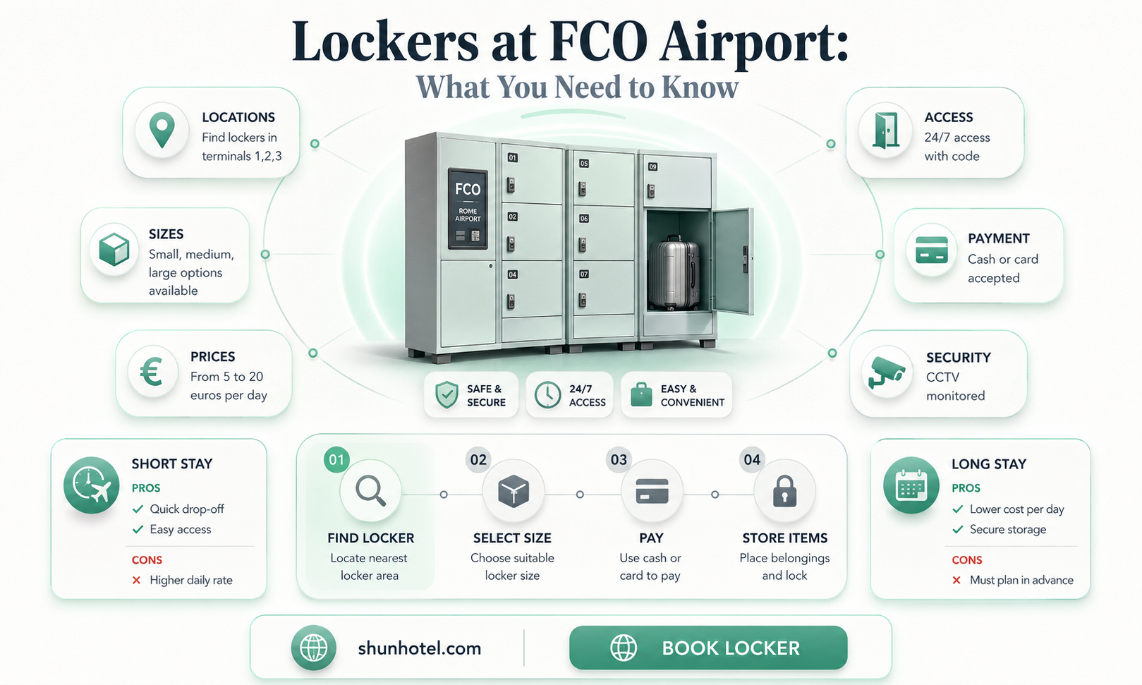 are there lockers at fco airport