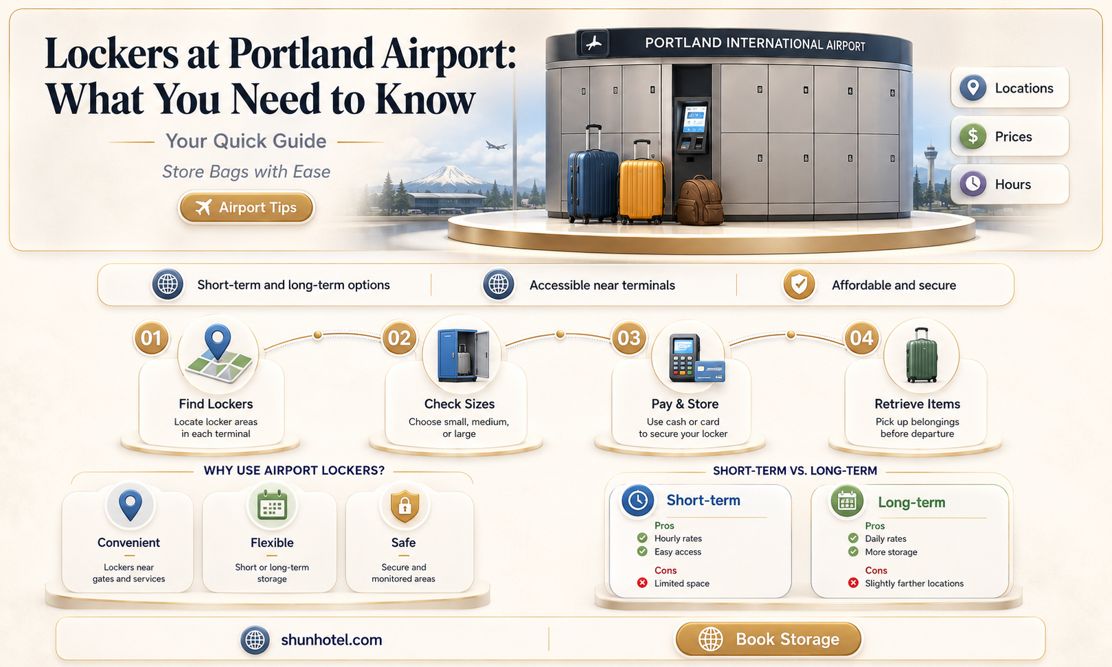 are there lockers at portland airport