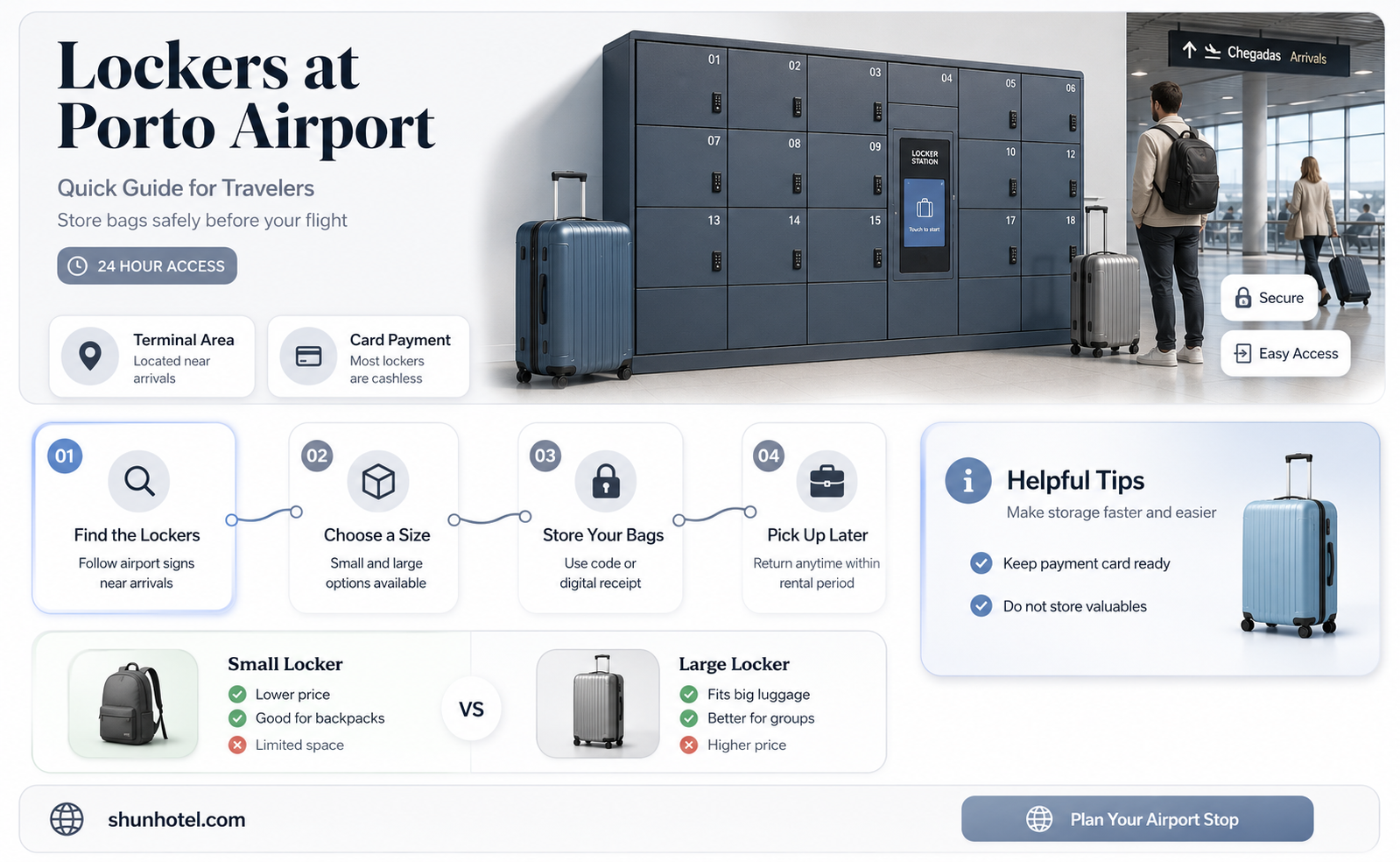 are there lockers at airports porto
