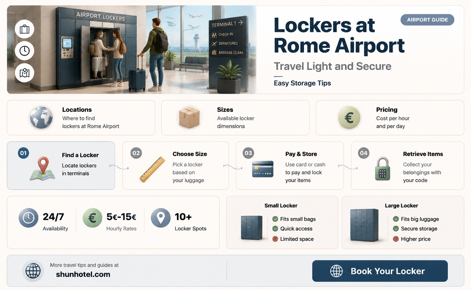 are there lockers at rome airport