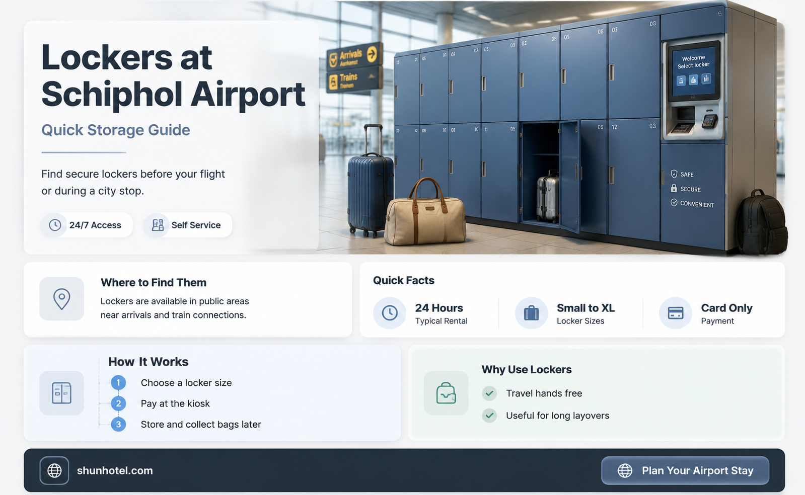are there lockers at schiphol airport