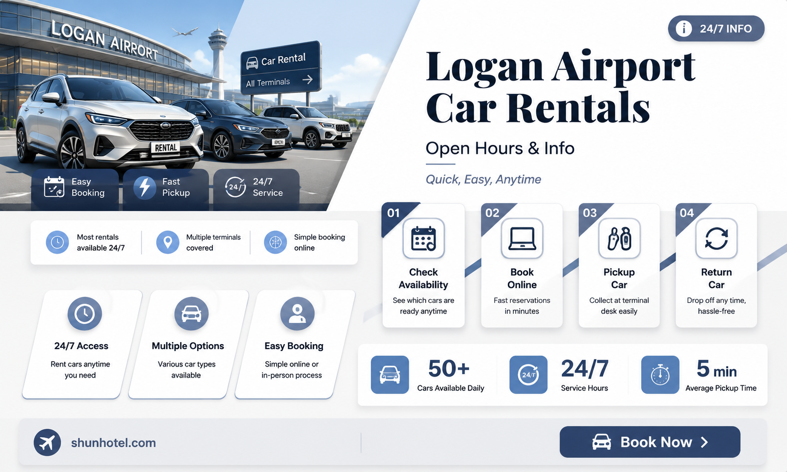 are logan airport car rentals open 24 hours