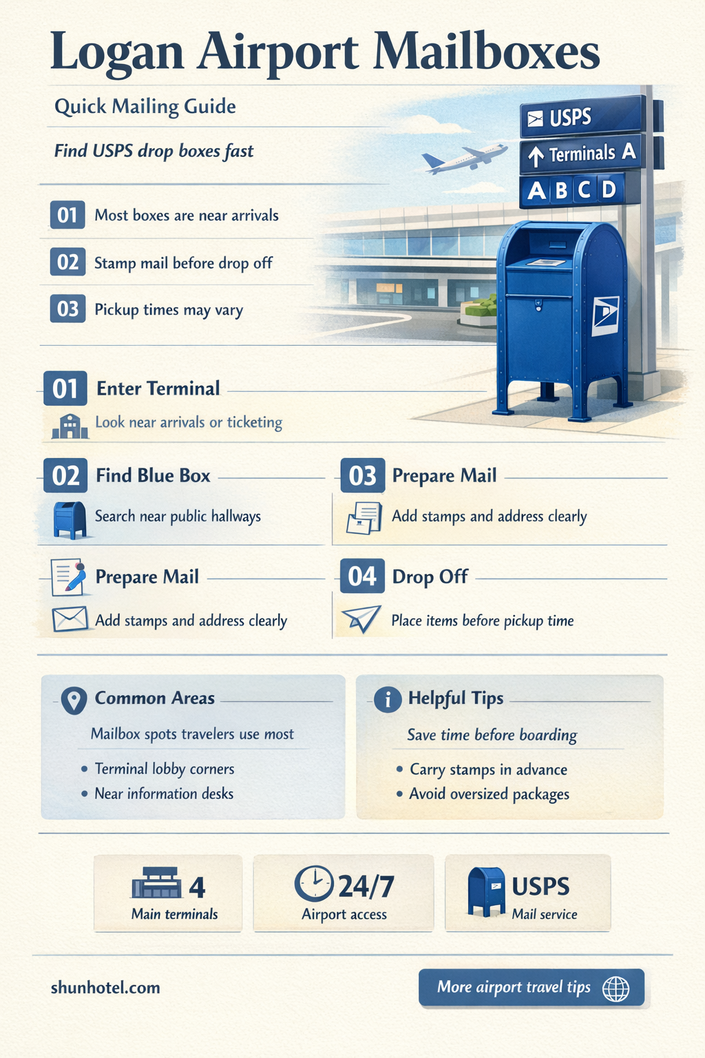are there mailboxes at logan airport